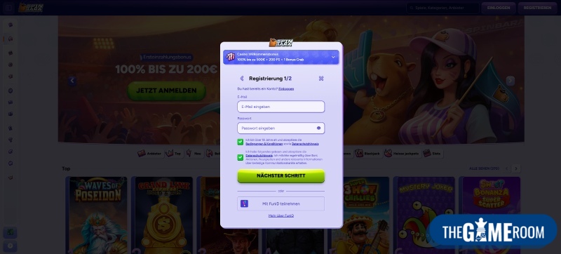 Online-Anmeldung im Casino mit Freispielen